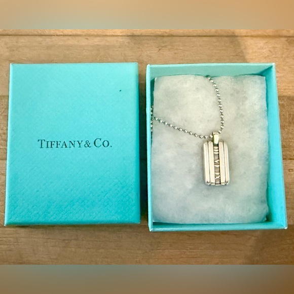 Tiffany & Co. Jewelry - Tiffany & Co. Vintage Atlas Dog Tag Pendant in .925 Sterling Silver Necklace